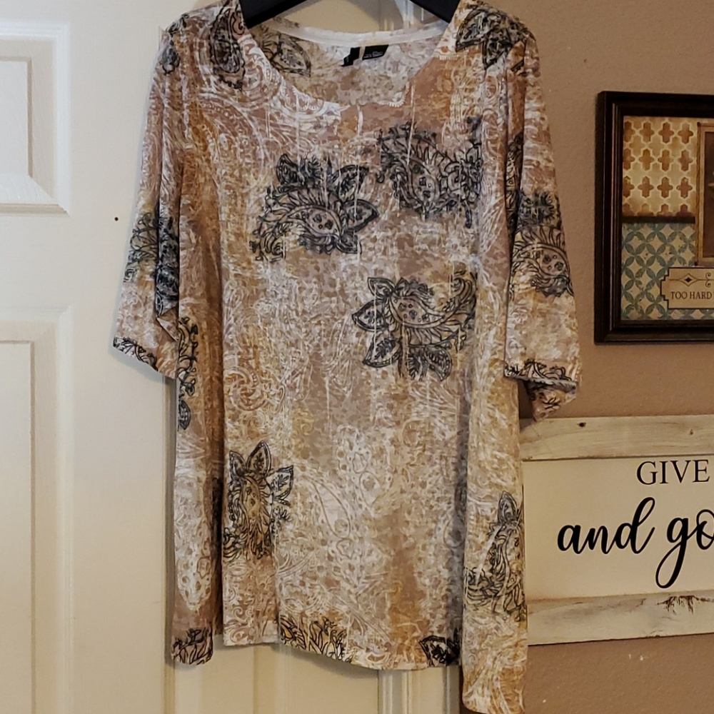 New Direction Curvy Size 3X Paisley Print Top